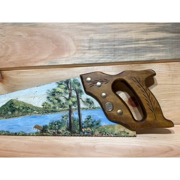 Vintage Vermont-America hand painted handsaw. signed by artist. - Picture 3 of 7